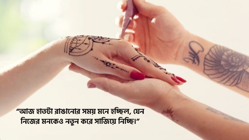 মেহেদী রাঙা হাত নিয়ে ক্যাপশন